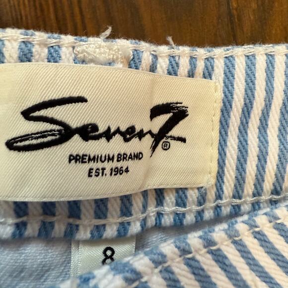 Seven 7 Blue & White Railroad Striped High Rise Denim Jeans Size 8 - Picture 7 of 12
